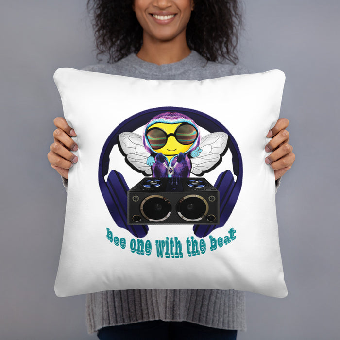 Cool & Cute BLUE BEE 1 WITH THE BEAT Basic Pillow