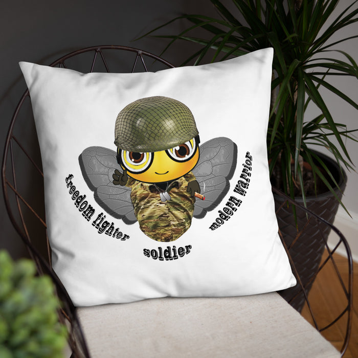 Cute SOLDIER / MILITARY BEE Basic Pillow