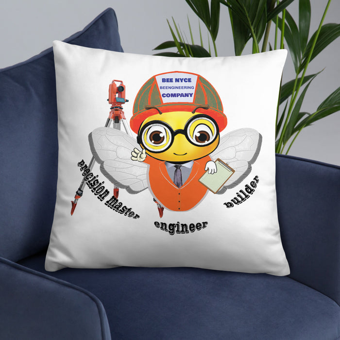 Cute ENGINEER / INGENIERO BEE Basic Pillow