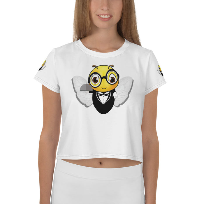 Cute WAITER / SERVER BEE All-Over Print Crop Tee