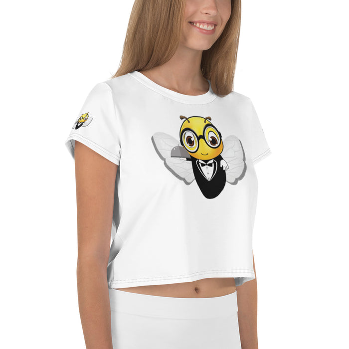 Cute WAITER / SERVER BEE All-Over Print Crop Tee