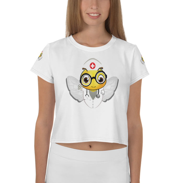 Cute NURSE BEE All-Over Print Crop Tee