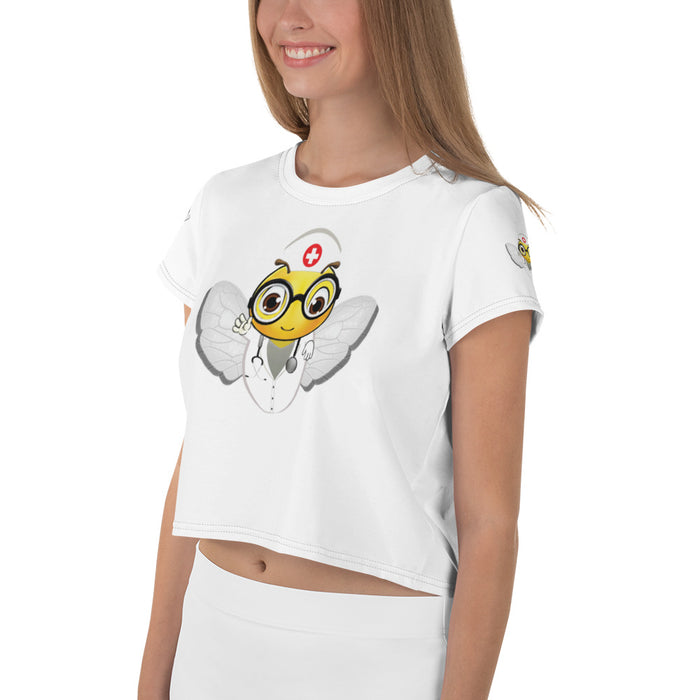 Cute NURSE BEE All-Over Print Crop Tee