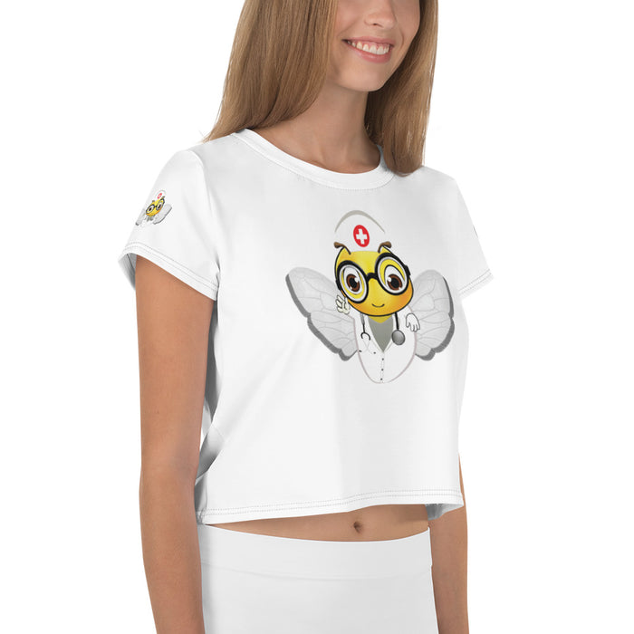 Cute NURSE BEE All-Over Print Crop Tee