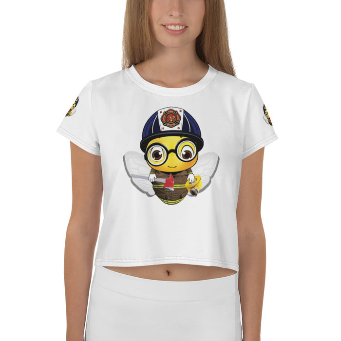 Cute FIREFIGHTER BEE All-Over Print Crop Tee