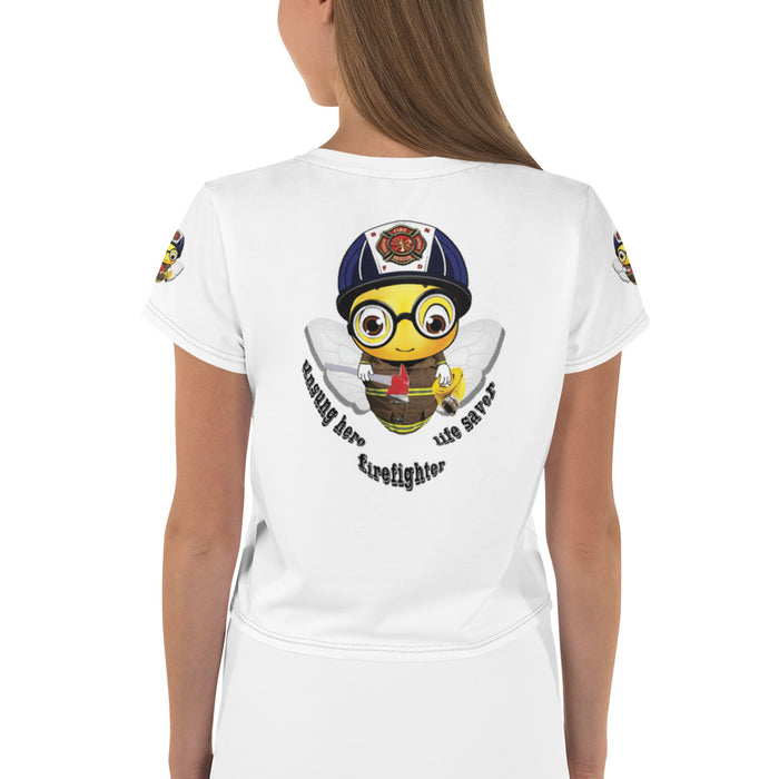 Cute FIREFIGHTER BEE All-Over Print Crop Tee