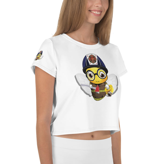 Cute FIREFIGHTER BEE All-Over Print Crop Tee