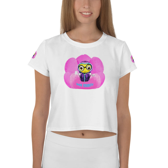 Cute BEE C0MFIE All-Over Print Crop Tee