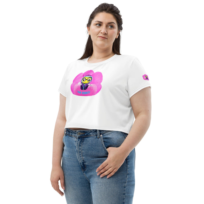 Cute BEE C0MFIE All-Over Print Crop Tee