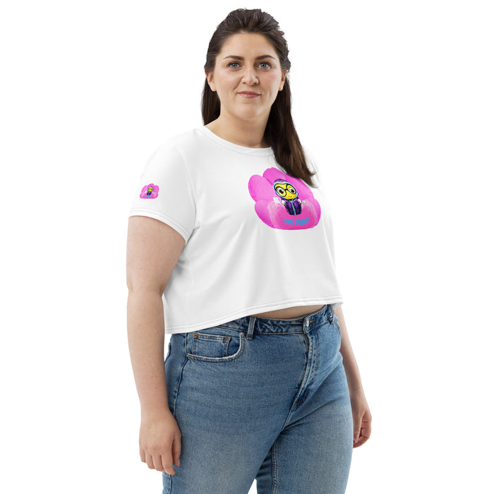 Cute BEE C0MFIE All-Over Print Crop Tee