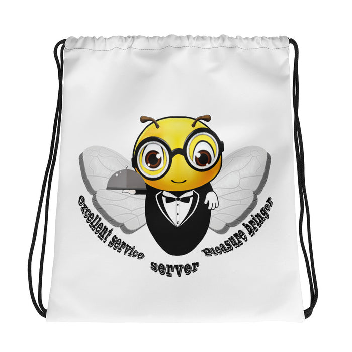 Cute WAITER / SERVER BEE Drawstring bag