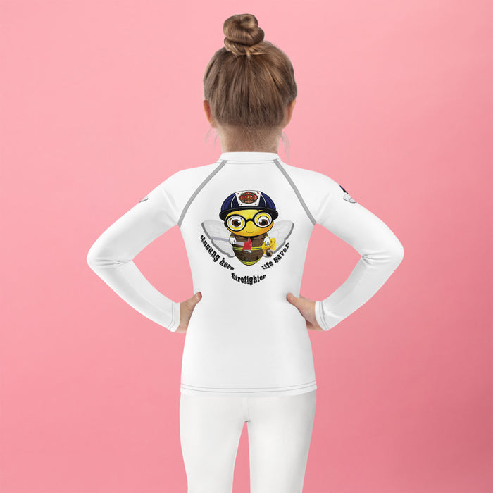 Girl Bee Collection Cute FIREFIGHTER BEE Kids Rash Guard