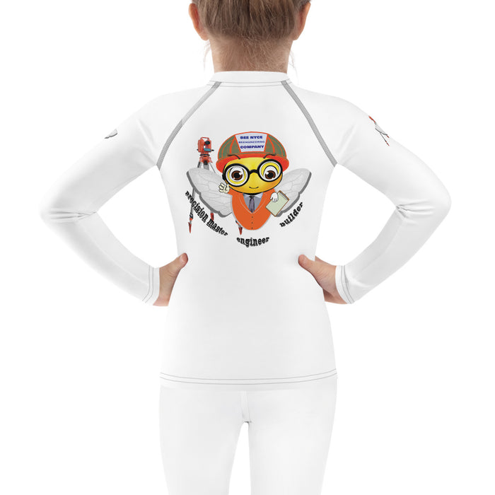 Girl Bee Collection Cute ENGINEER / INGENIERO BEE Kids Rash Guard