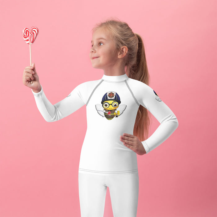 Girl Bee Collection Cute FIREFIGHTER BEE Kids Rash Guard