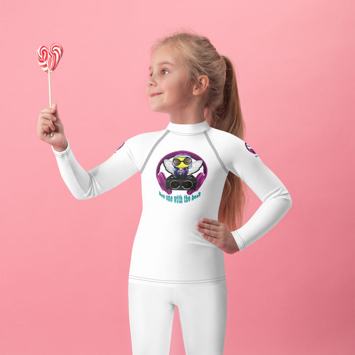 Girl Bee Collection Cool & Cute PINK BEE 1 WITH THE BEAT Kids Rash Guard