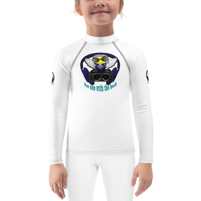 Girl Bee Collection Cool & Cute BLUE BEE 1 WITH THE BEAT Kids Rash Guard