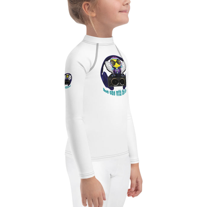 Girl Bee Collection Cool & Cute BLUE BEE 1 WITH THE BEAT Kids Rash Guard