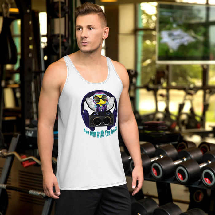 Cool & Cute BLUE BEE 1 WITH THE BEAT Unisex Tank Top