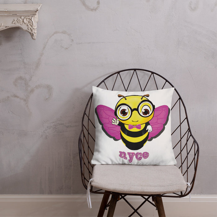 Cute pink BEE NYCE Premium Pillow