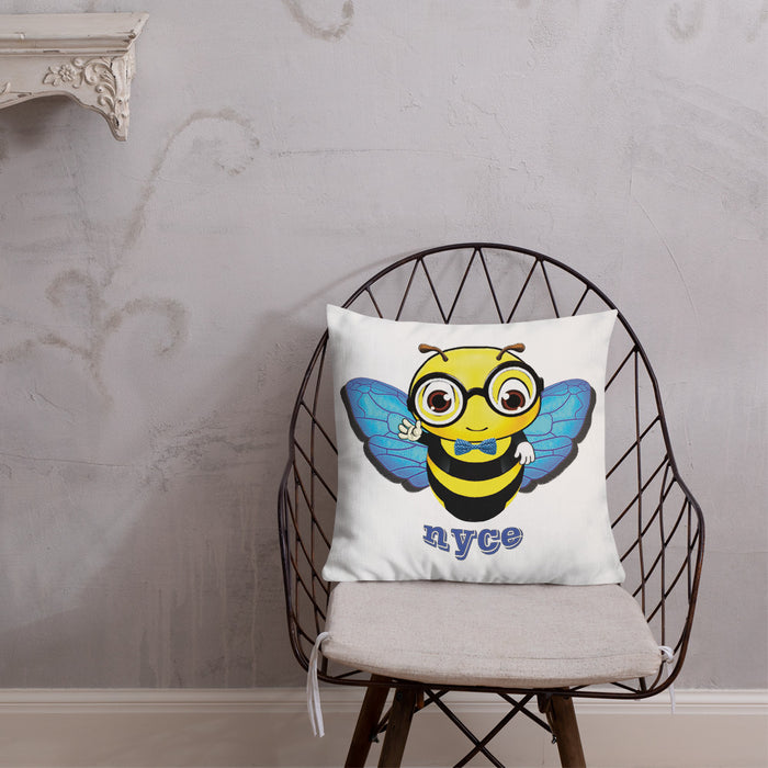 Cute blue BEE NYCE Premium Pillow