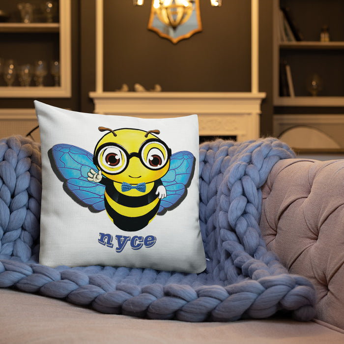 Cute blue BEE NYCE Premium Pillow