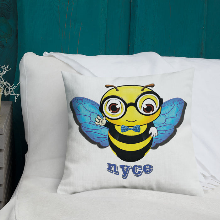 Cute blue BEE NYCE Premium Pillow