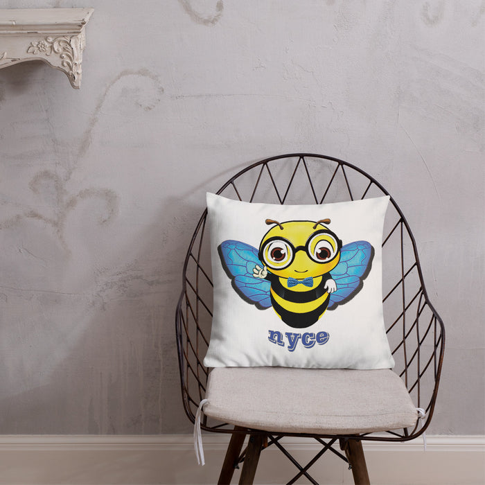 Cute blue BEE NYCE Premium Pillow