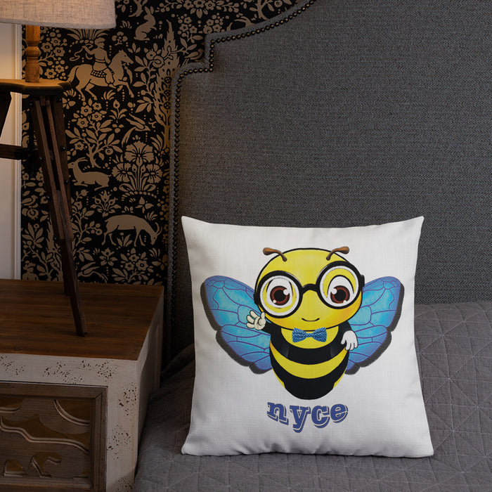 Cute blue BEE NYCE Premium Pillow