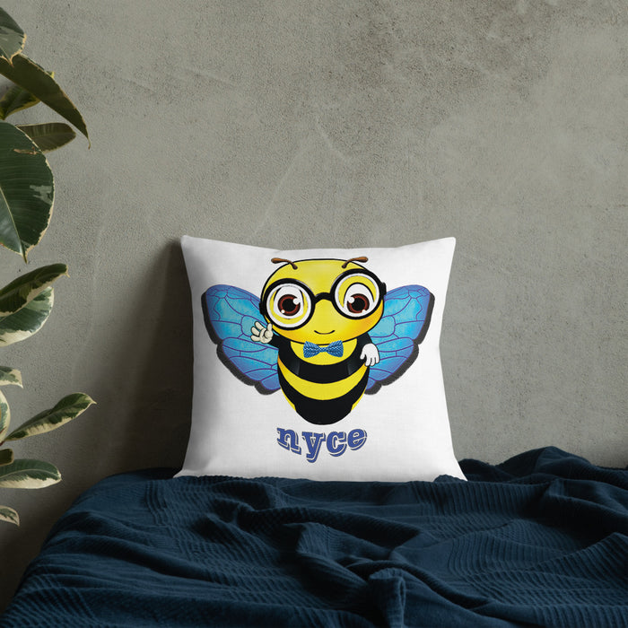 Cute blue BEE NYCE Premium Pillow