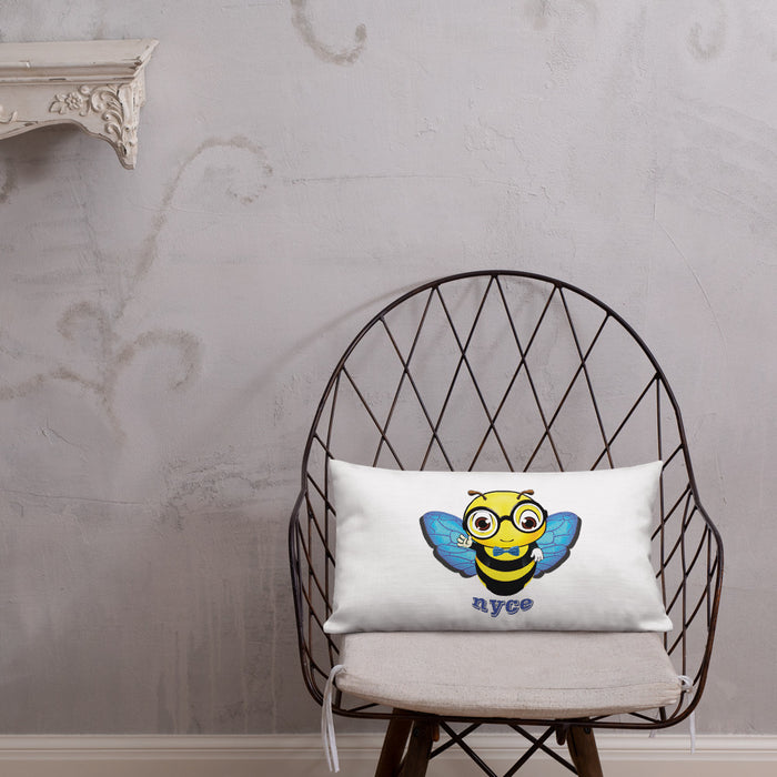 Cute blue BEE NYCE Premium Pillow