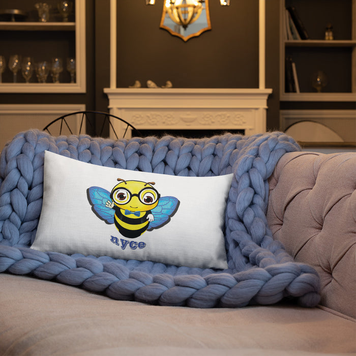 Cute blue BEE NYCE Premium Pillow