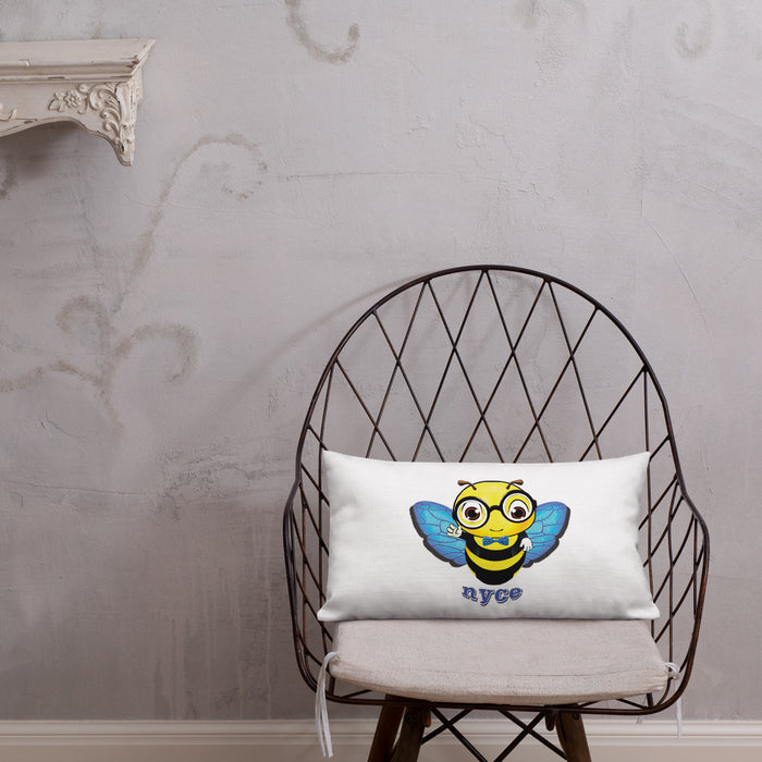 Cute blue BEE NYCE Premium Pillow