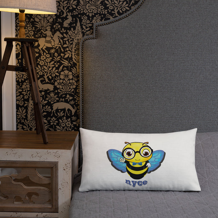 Cute blue BEE NYCE Premium Pillow