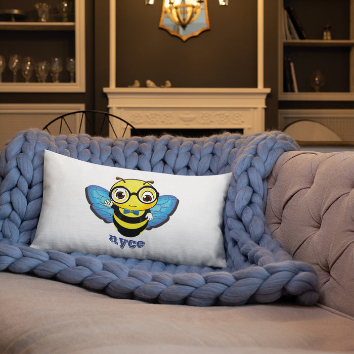 Cute blue BEE NYCE Premium Pillow