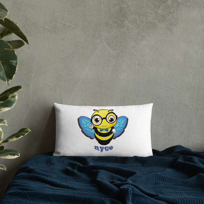 Cute blue BEE NYCE Premium Pillow