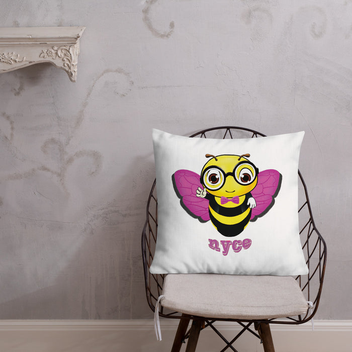 Cute pink BEE NYCE Premium Pillow