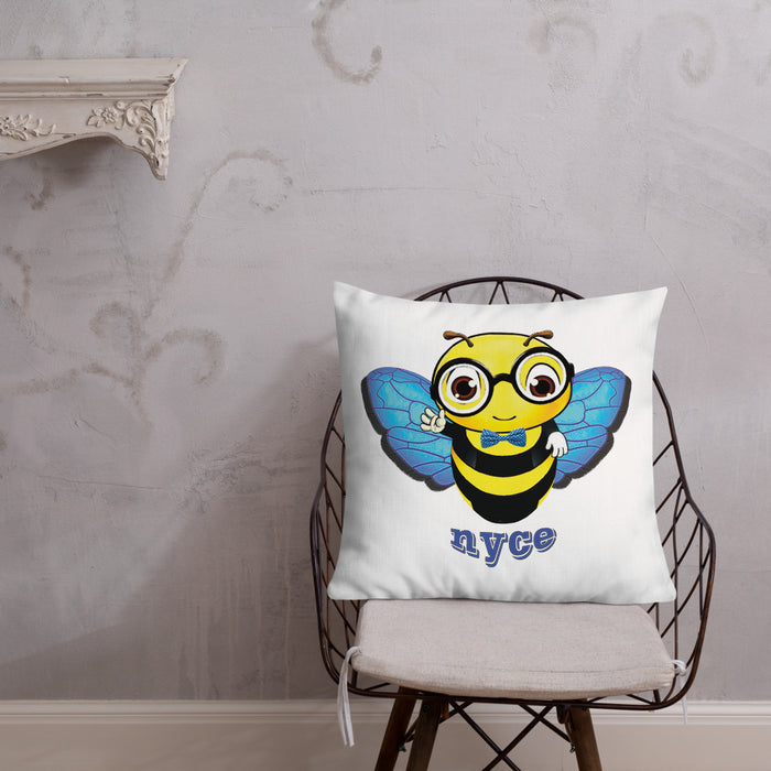 Cute blue BEE NYCE Premium Pillow