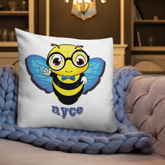 Cute blue BEE NYCE Premium Pillow