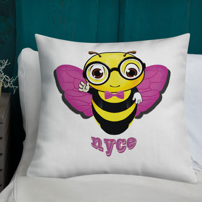 Cute pink BEE NYCE Premium Pillow