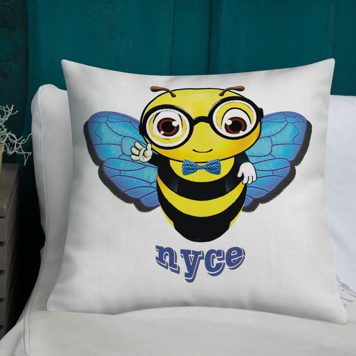 Cute blue BEE NYCE Premium Pillow