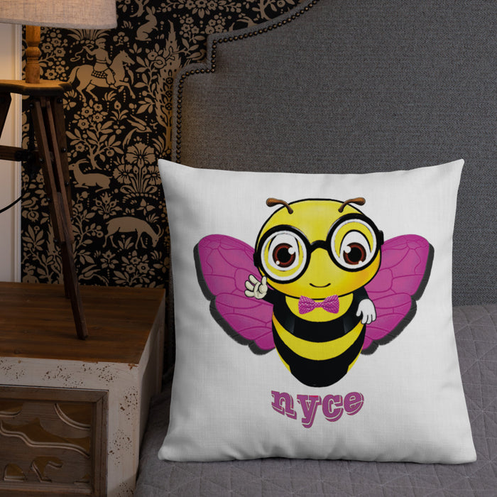 Cute pink BEE NYCE Premium Pillow