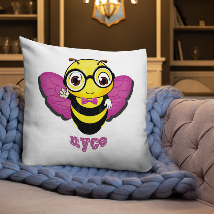 Cute pink BEE NYCE Premium Pillow