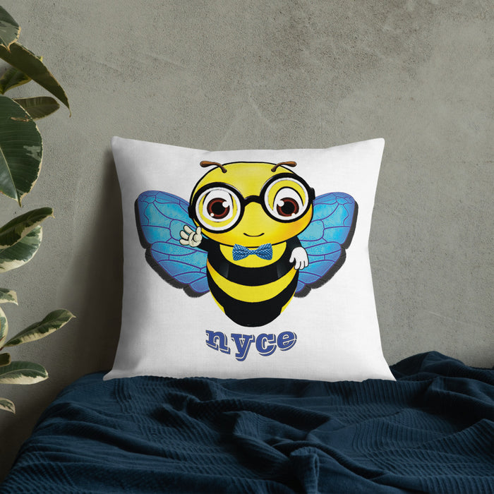 Cute blue BEE NYCE Premium Pillow