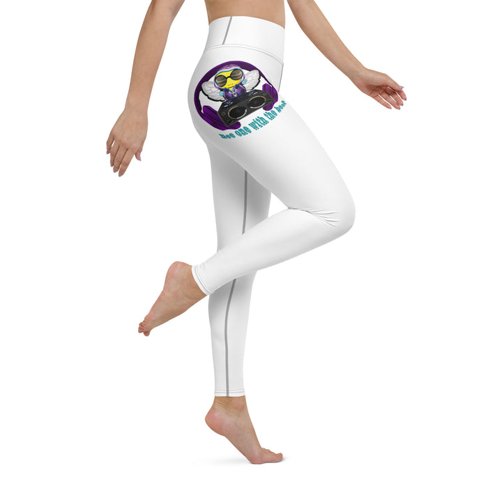 Cool & Cute PURPLE BEE 1 WITH THE BEAT Yoga Leggings