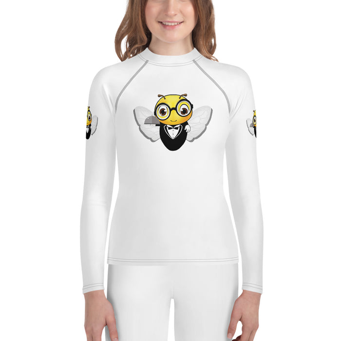 Girl Bee Collection Cute WAITER / SERVER  BEE Youth Rash Guard