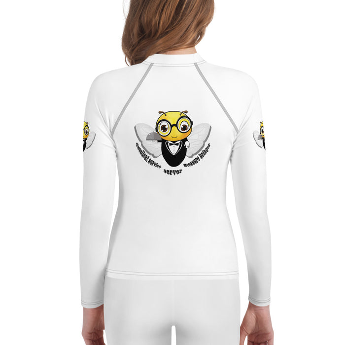 Girl Bee Collection Cute WAITER / SERVER  BEE Youth Rash Guard