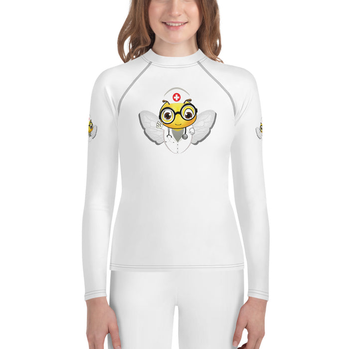 Girl Bee Collection Cute NURSE BEE Youth Rash Guard