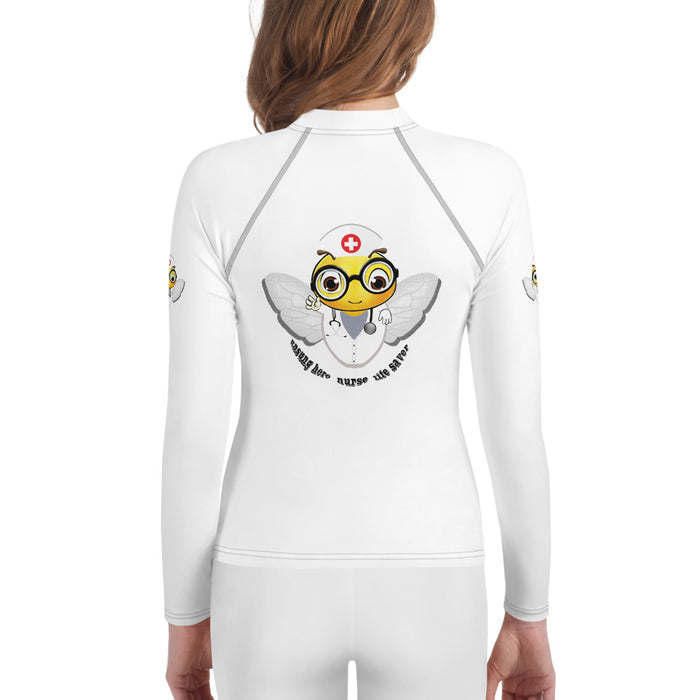 Girl Bee Collection Cute NURSE BEE Youth Rash Guard