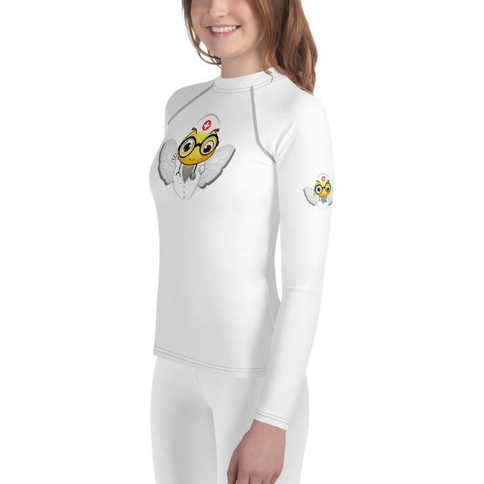 Girl Bee Collection Cute NURSE BEE Youth Rash Guard