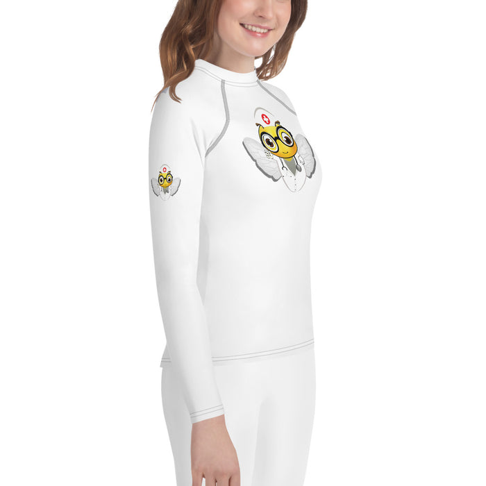 Girl Bee Collection Cute NURSE BEE Youth Rash Guard